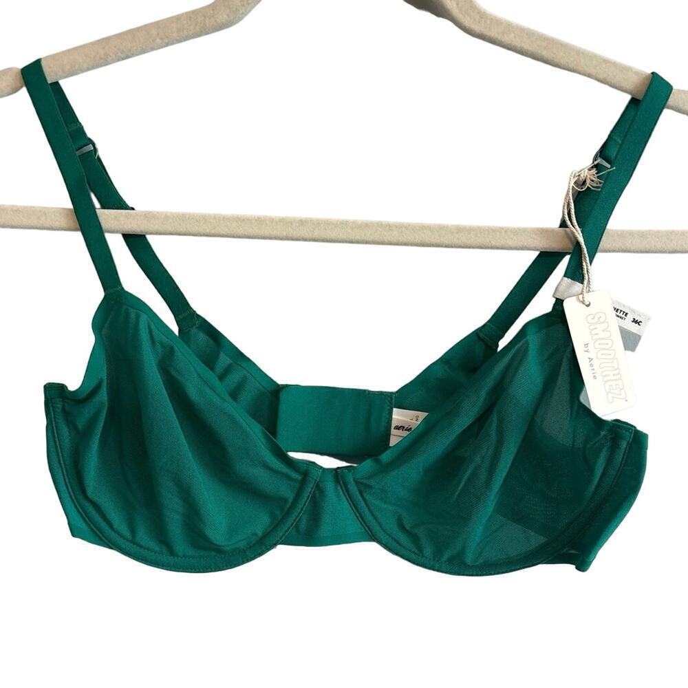 NWT Aerie Smoothez Balconette Mesh Wired Bra In Green Size 36C